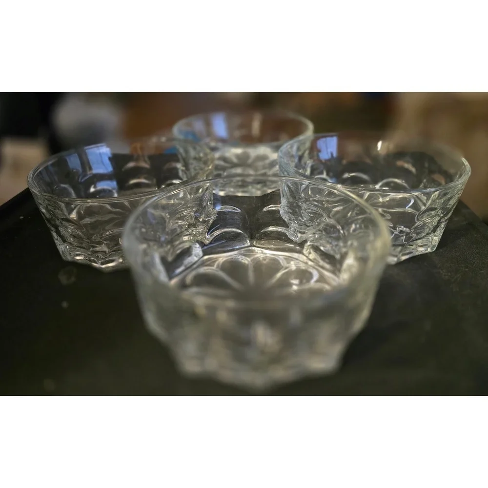 Duralex Verallia Glass Dish Set‎ of 4 Paneled Sides Spain 5